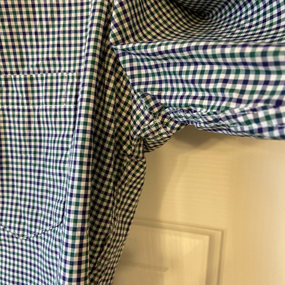 Frank & Eileen Barry Green and Blue Gingham Button Up Shirt Sz Medium - Picture 7 of 13